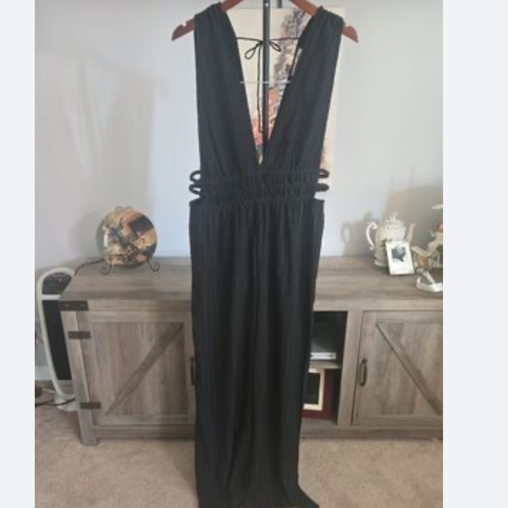 Blush Brand Strapless V-Neck Black Boho Jumpsuit plus size XL